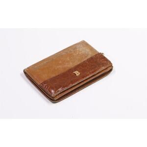 Bally Brown Bifold Card Holder Wallet Crocodile Trim